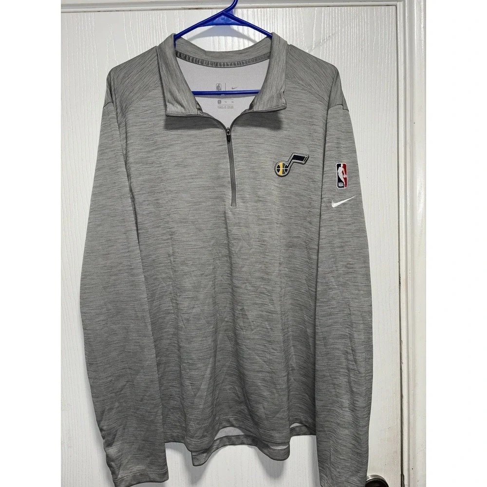 Utah Jazz Sweater Mens XL Nike Dri-Fit Heather‎ Gray Quick Dry Basketball